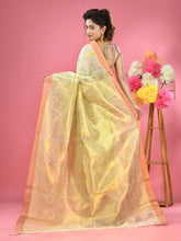 Pistachio Green Cotton Blend Handwoven Saree With Paisley Motifs-MA51BCT431270008